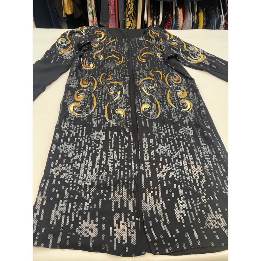Women's Tennis Jacket XS Black Gold Sequin Embellished